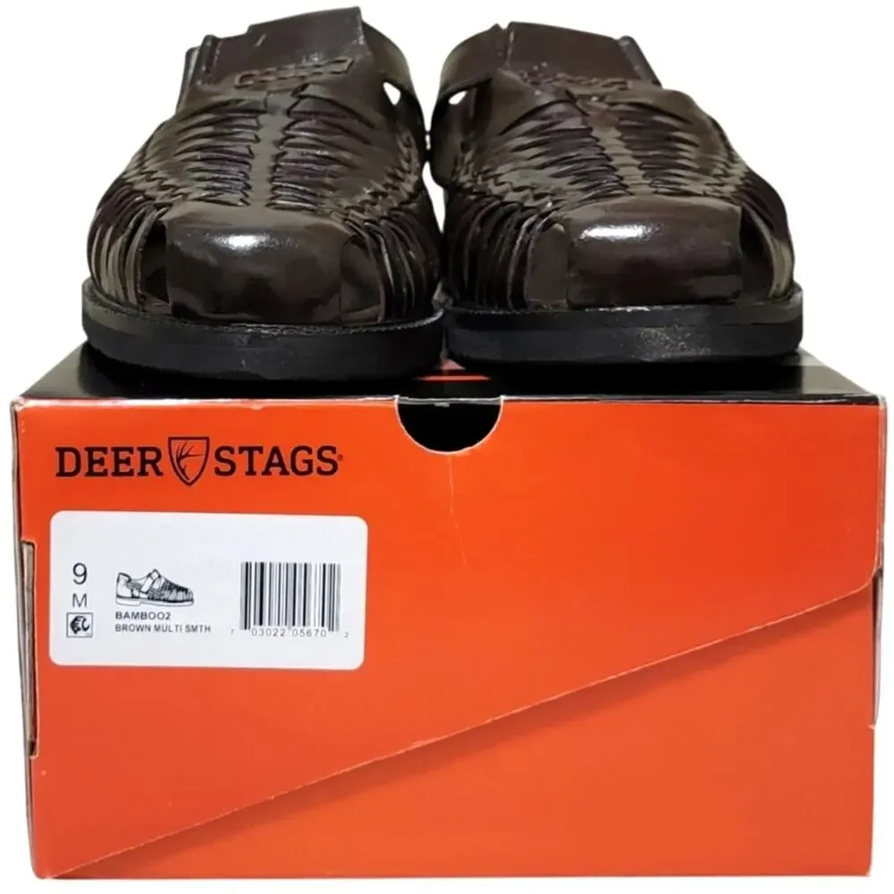 Deer Stags Men Woven Huarache Fisherman Sandals Bamboo 2 Size US 9M Dark Brown